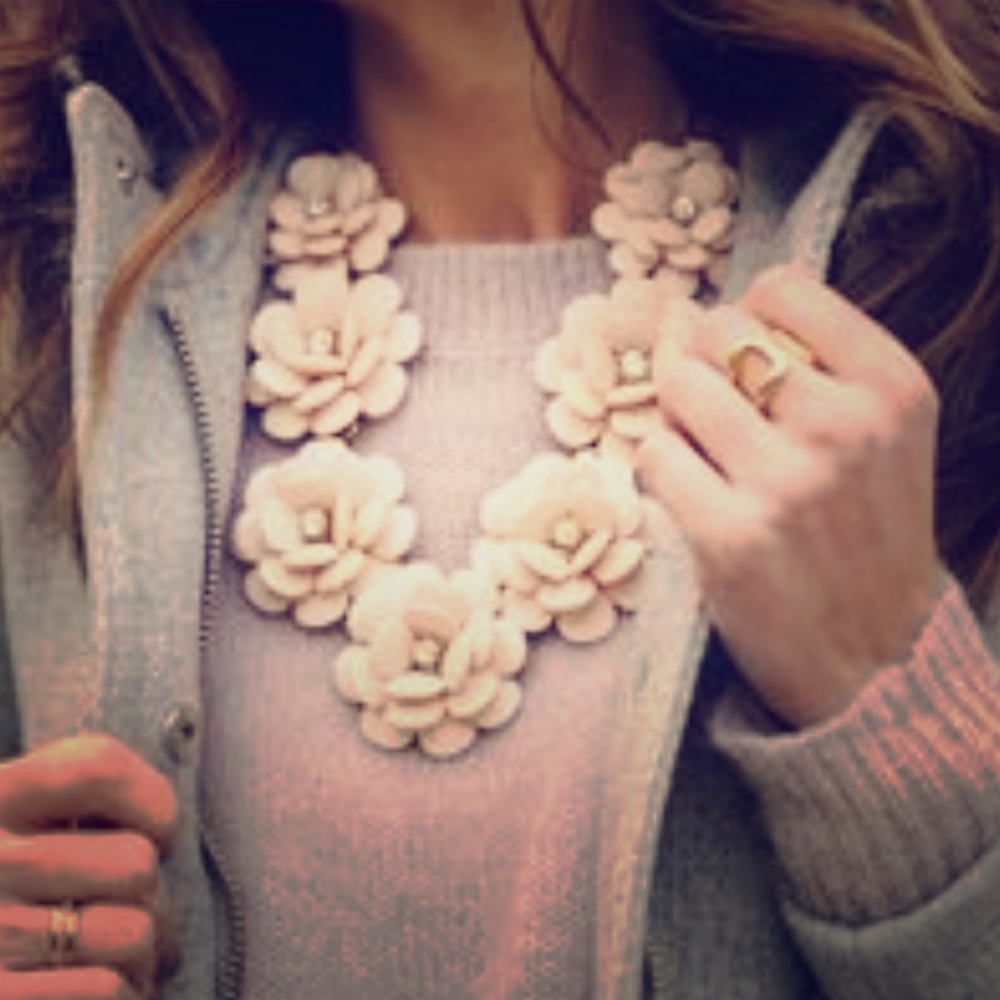 J. Crew Blush Pink Statement Flower Necklace